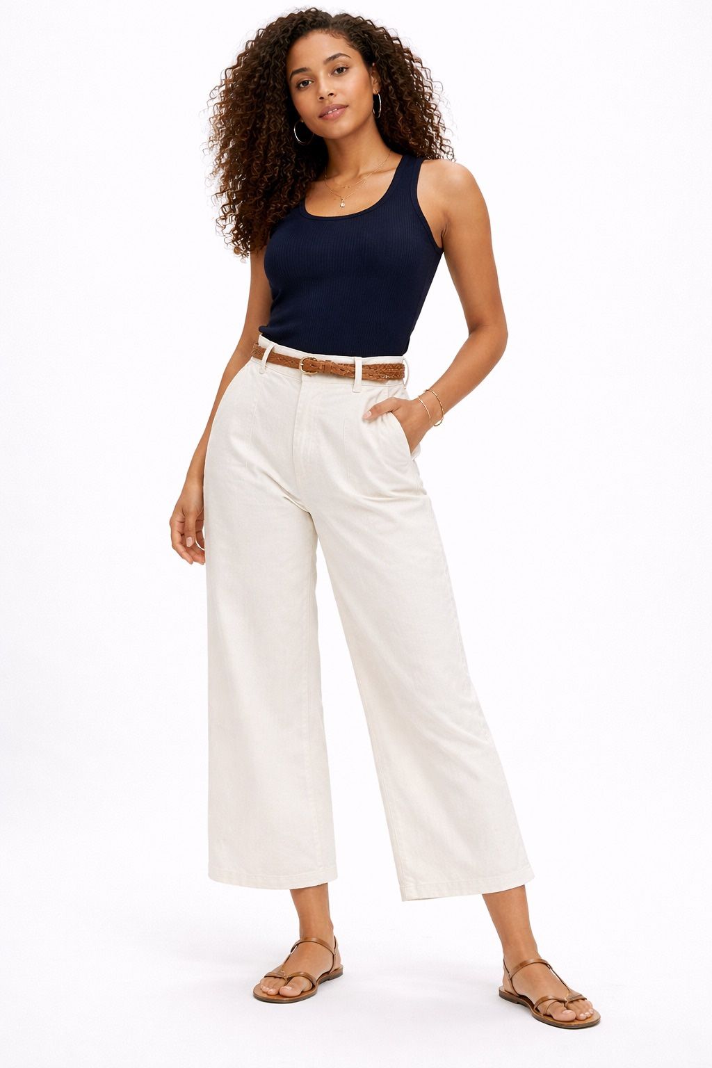 Ella Moss Wide Leg Crop Pants Women’s Sz 6 Cream High Rise Inseam 26” Jeans NWT