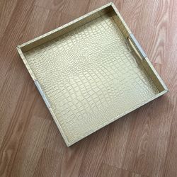 Gold Croc-Embossed Decorative Tray