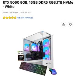 İBUYPOWER - Element Gaming Desktop PC - AMD Ryzen 7 8700F, NVIDIA GeForce RTX 5060 8GB, 16GB DDR5 RGB,1TB NVMe - White