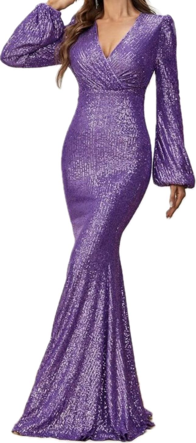 Purple Sequin Mermaid Formal Dress
