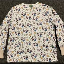 Uniform Advantage Women’s size small with front snaps Happy Thanksgiving pilgrims and pumpkins long sleeve scrub top