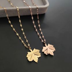 316L Stainless Steel Maple Leaves Pendent Necklace For Women/fall