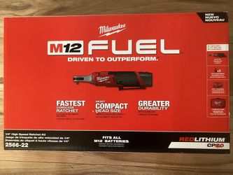 New Milwaukee M12 Fuel 1/4” Ratchet, 2 - 2AH Batteries and Charger 