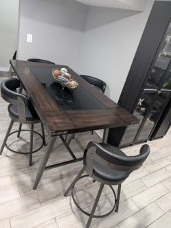 Industrial Bar Height Dining Table with  4 Chairs