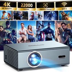 [Electric Focus] 4K Support Projector with WiFi6 and Bluetooth 5.3, Outdoor Projectors for Outside Video Use, OWNKNEW Gaming Movie Proyector, Auto Key