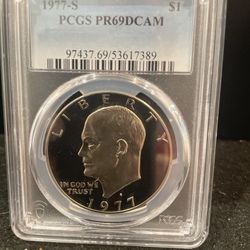 1977 S Gem Proof Eisenhower Dollar Graded At PR69 With A Deep Cameo H-12