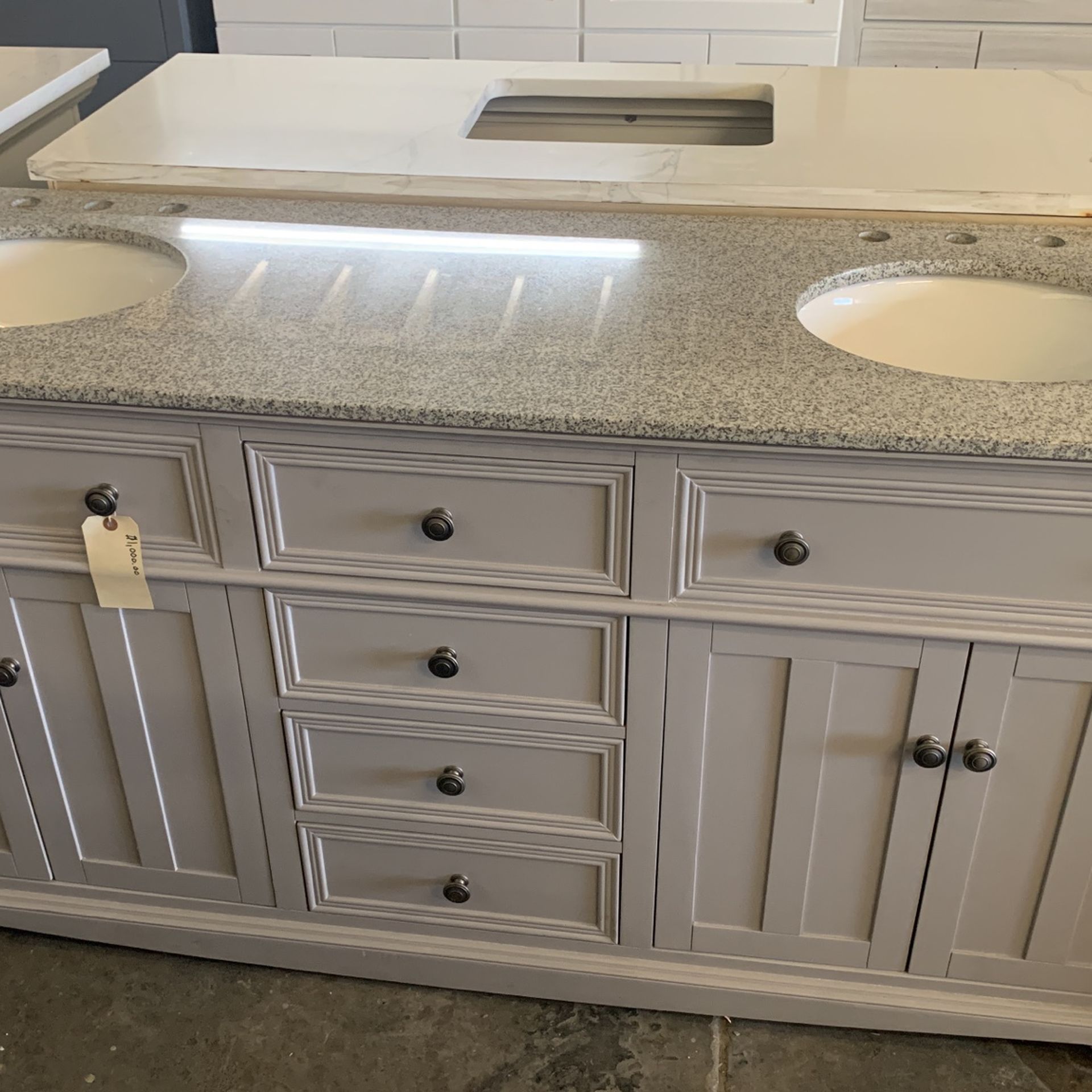 72 bathroom, vanity light gray
