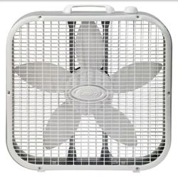 Lasko 20 in. 3 Speed Air Circulating Box Fan for Home in White with Save Smart Technology, 1820 CFM and Carry Handle