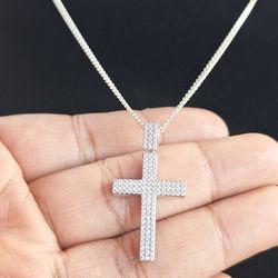 2mm 20inch Italian 925 Silver Necklace And Cross Pendant