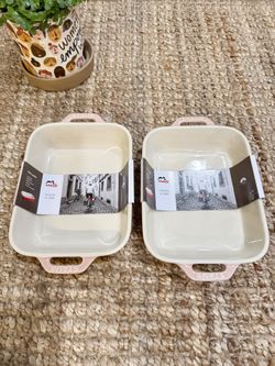 NWT STAUB France Ceramic 7.5” x 6” 1.05 Qt Rectan Gratin Dish Light Pink，2 pcs 