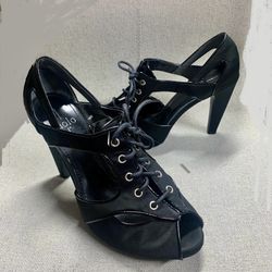 Linea Paolo - Womens Black Lace Up Heels - 