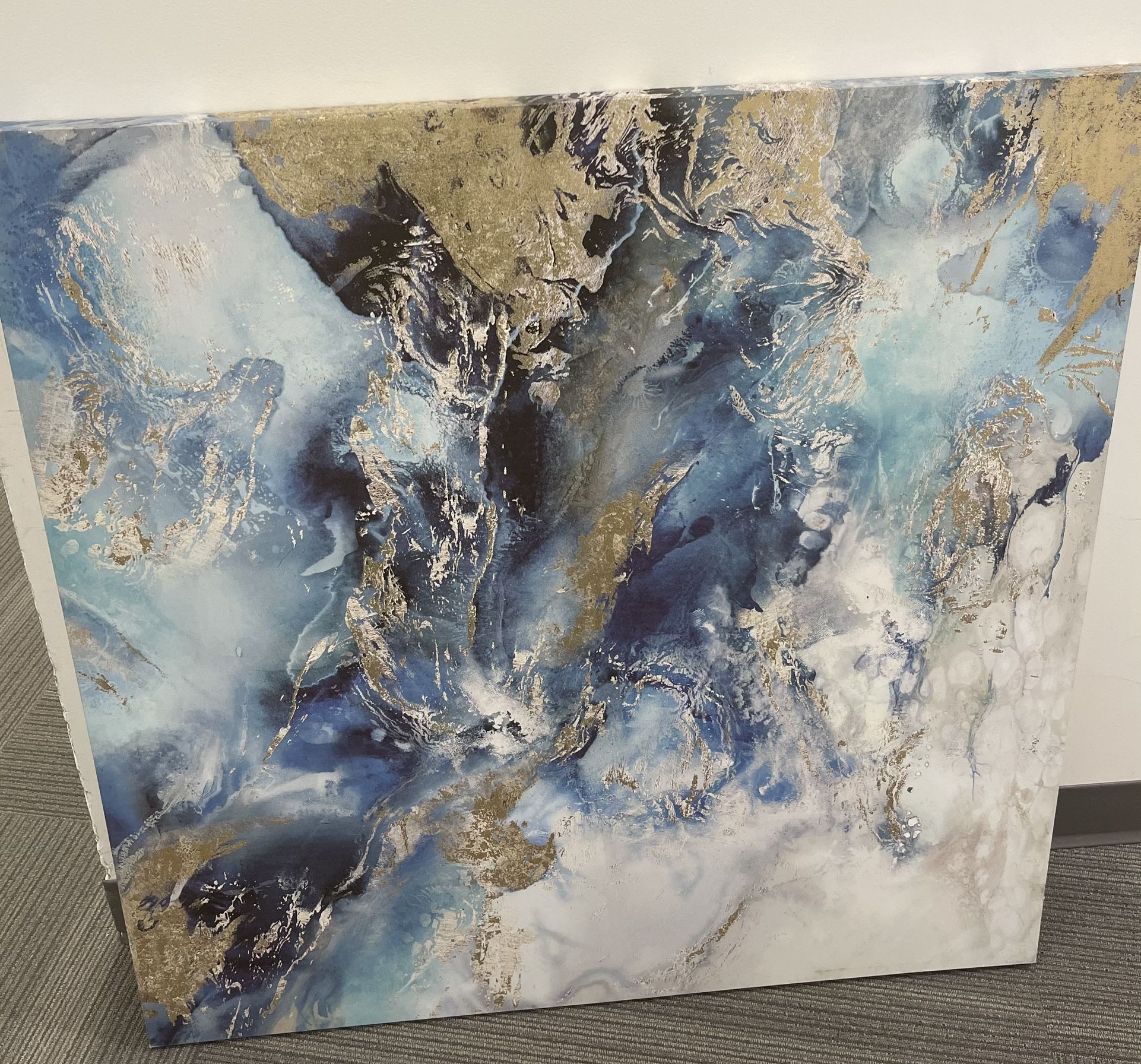 Art Canvas: Blue Gold Cream Colors