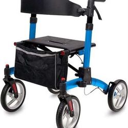 Rollator Walkers for Seniors with Hidden Brake Cables- Super Easy Folding Senior Walker with 10" Big Front Wheels- Rolling Mobility Walking Aid for Ad