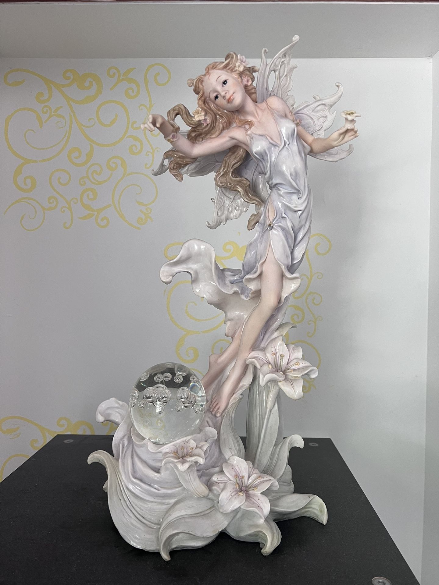 Porcelain Standing Fairy With Glass Ball