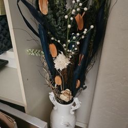 2 Ocean Large Floor Vases Set W Flowers 