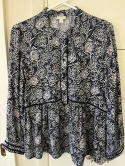 LIKE NEW Hinge BoHo Navy 100% Cotton Blouse - Size M - from Nordstroms
