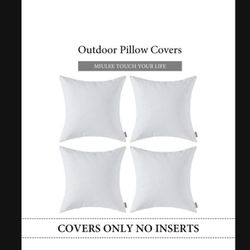 Pack of 2 Decorative Outdoor Waterproof Pillow Covers Square Garden Cushion Sham Throw Pillowcase Shell for Patio Tent Couch 16x16 Inch White