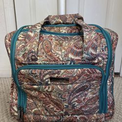 Cynthia Rowley Paisley Weekender Rolling Travel Carryon Bag Luggage