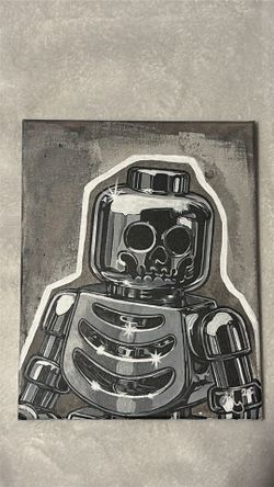 Chrome Skeleton Lego ACRYLIC PAINTING *ORIGINAL CANVAS*