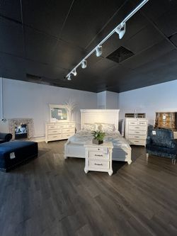 White 4PC King Bedroom Set