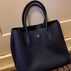 Prada Black Saffiano Leather Medium 'Double Tote' Bag