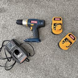 Ryobi Cordless Drill Plus 2 Batteries And Charger 