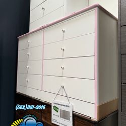 White And Pink Eight Drawer Dresser Chest New Cajonera Nueva