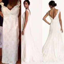 David's Bridal 00 Ivory/Champagne Wedding Dress