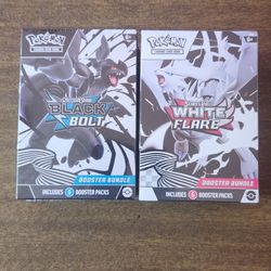 Pokemon Cards Scarlet and Violet Black Bolt and White Flare Booster Bundles