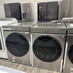 Samsung Bespoke Stainless Steel Frontload Washer And Dryer Set Electric New Scratch And Dent 6 Month Warranty 