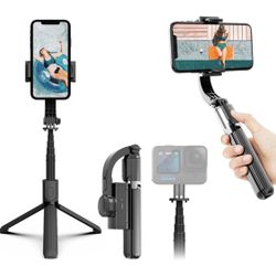 Gimbal Stabilizer for Smartphone,Selfie Stick Tripod with Remote Control Auto Balance 360° Rotation 1-Axis Phone Gimbal for Group Selfies Live Streami