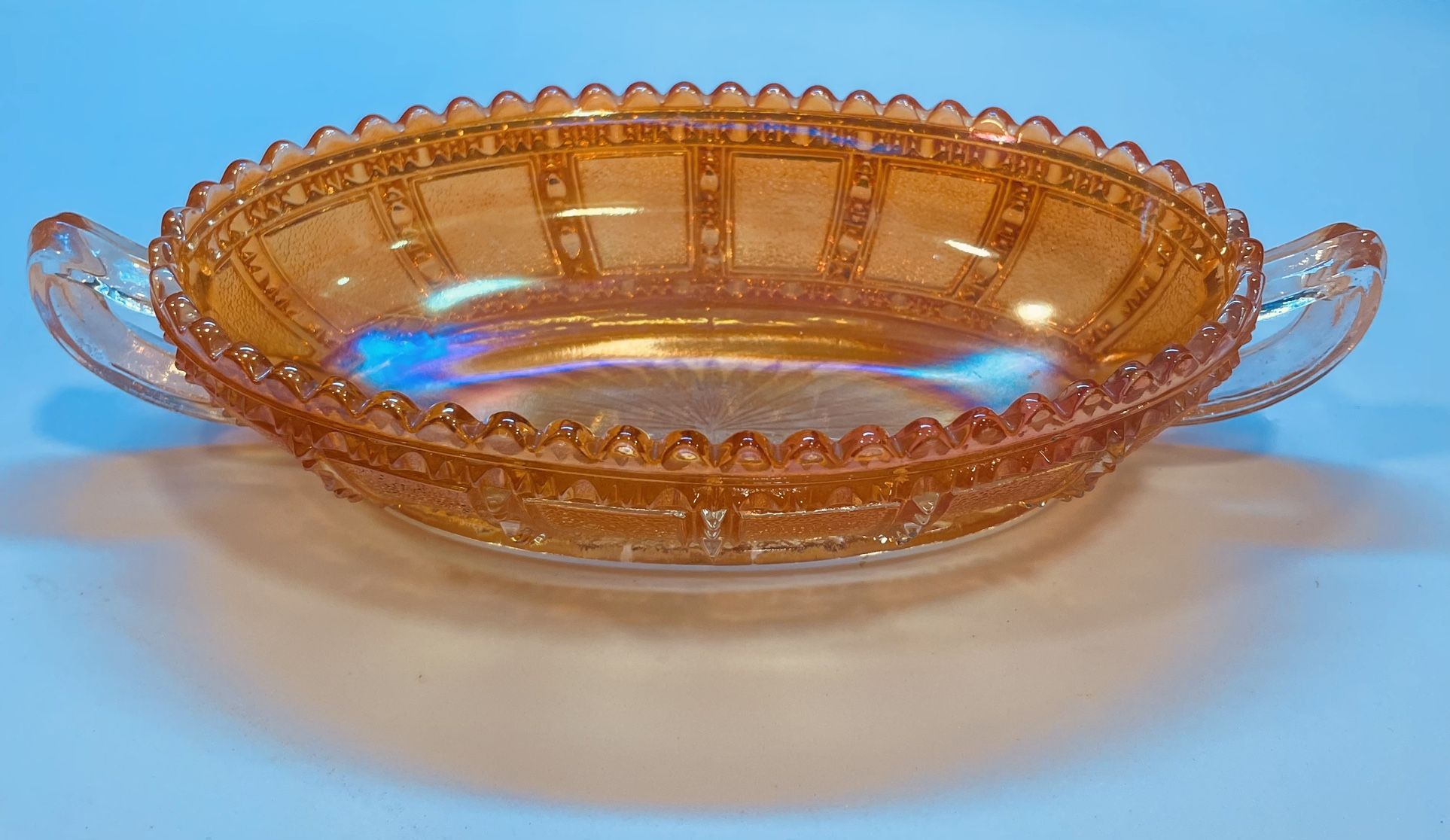 Vintage Marigold Carnival Glass Serving Dish   