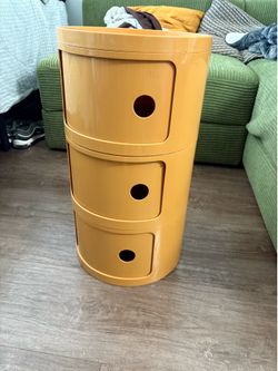 3 Tier Yellow Round Nightstand