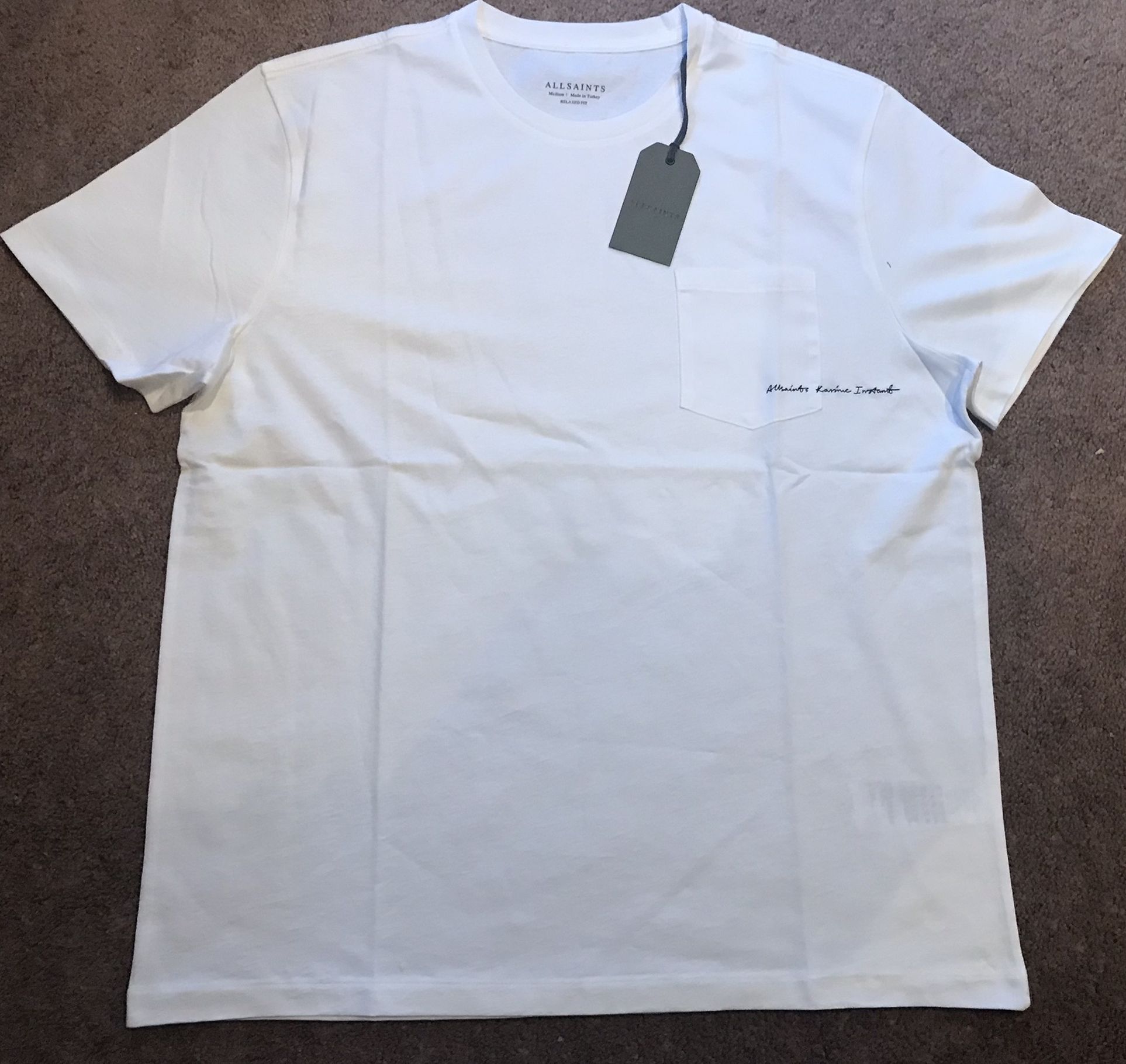 ALLSAINTS Cotton Scripture Tee White Mens Size Medium