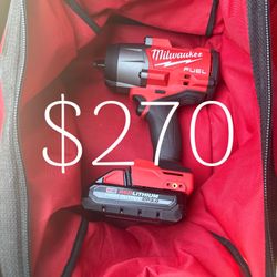 Milwaukee M18 High Torque Impact Wrench W/ Battery And Bag