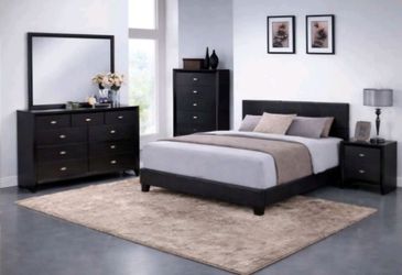 Queen Size Bed Frame set 4pcs Color Black