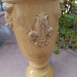 Ceramic Garden Pot Bright Yellow. No Drainage, Easy to drill a hole