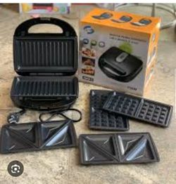 3 in 1 Electric Sandwich Maker, Panini Press Grill and Waffle Iron Set with Removable Non-Stick Plates, Perfect for Cooking Grilled Cheese, Tuna Melts