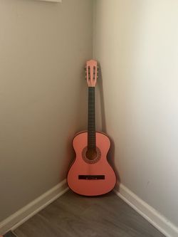 Pink Acoustic Classical Guitar
