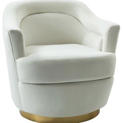 Brand new Burkhard Swivel Barrel Chair With Metal Base, Ivory.   CHM0686-IVY