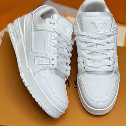 white LV trainers