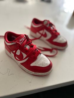Kids Nike Dunk Low Red and White Sneakers