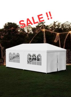 10x20 White Gazebo Wedding Party Tent  Canopy  With 4 Windows & 2 Sidewalls -6 (FOR SALE)Carpa Vendo