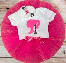 12 Months Barbie 1st Birthday Outfit 💕
