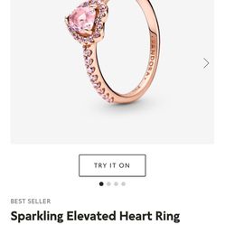 Pandora Sparkling Elevated Heart Ring - Rose Gold