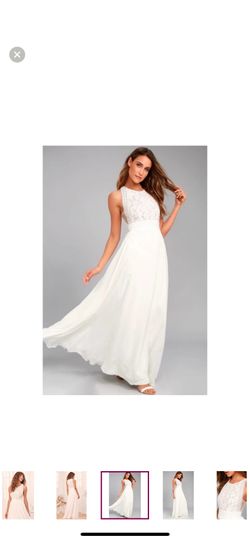 Lulu's Forever and Always White Lace Maxi Dress Size small