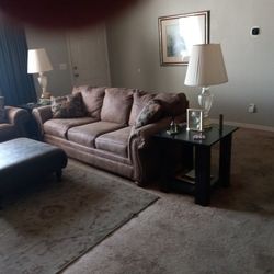 Comb Leather Brown Living Room Set