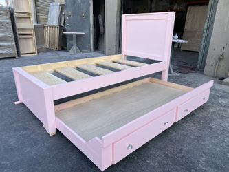 New Twin Size Bed Frame With Twin Pullout Underneath 