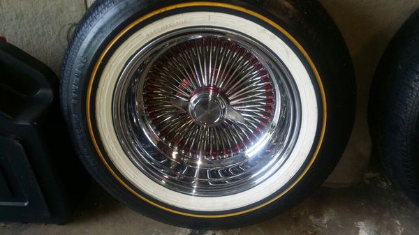 4-candy burgundy og wire wheels n vogues 15 inch deep dish ...