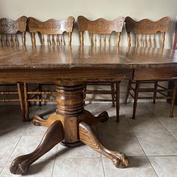 Solid Oak Dining Set Table & 6 Chairs